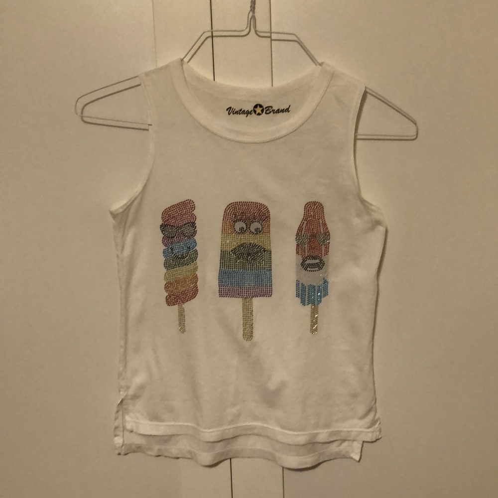 Vintage Brand popsicle rhinestone Tank, Girls XL